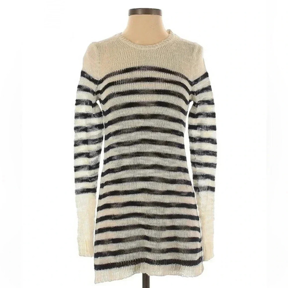J. Crew Dark Navy & Cream Stripe Wool Blend Sweater Preppy Casual Career Size XS - Picture 2 of 6